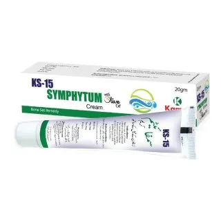 KS 15 SYMPHYTUM Cream (With Olive Oil) 20 g, Kamal Laboratories product pack on a white background