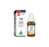 BM 74 Drops homeopathic drops on a pure white background