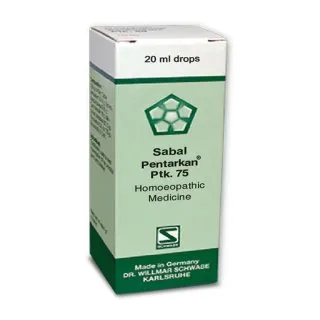 Sabal Pentarkan Ptk. 75 20ml Drops by Dr. Willmar Schwabe, original homeopathic packshot on white background