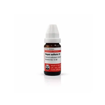 Hepar Sulfuris mixed pack formats homeopathic dilutions and tablets bottle or pack on white background