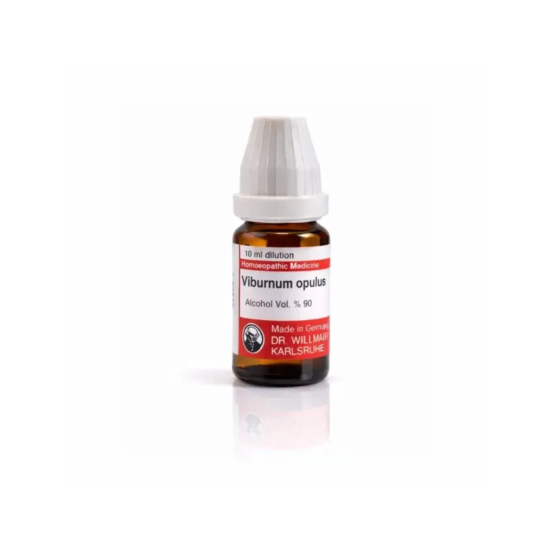 Viburnum Opulus 10ml homeopathic dilutions and mother tincture bottle or pack on white background