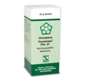 Cinnabaris Pentarkan Ptk. 31 20g Tablets by Dr. Willmar Schwabe, original homeopathic packshot on white background