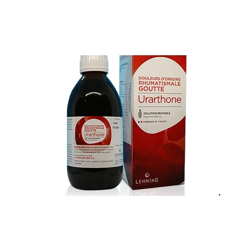 Urarthone 250 ml Syrup by Lehning Laboratories, product package on white background