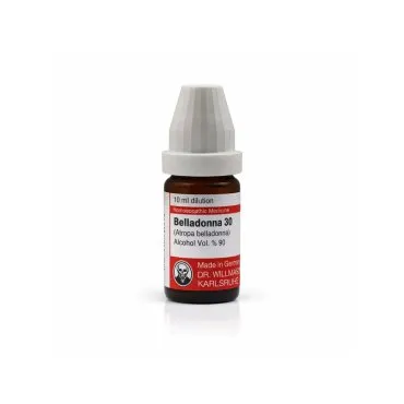 Belladonna 10ml homeopathic dilutions and mother tincture bottle or pack on white background