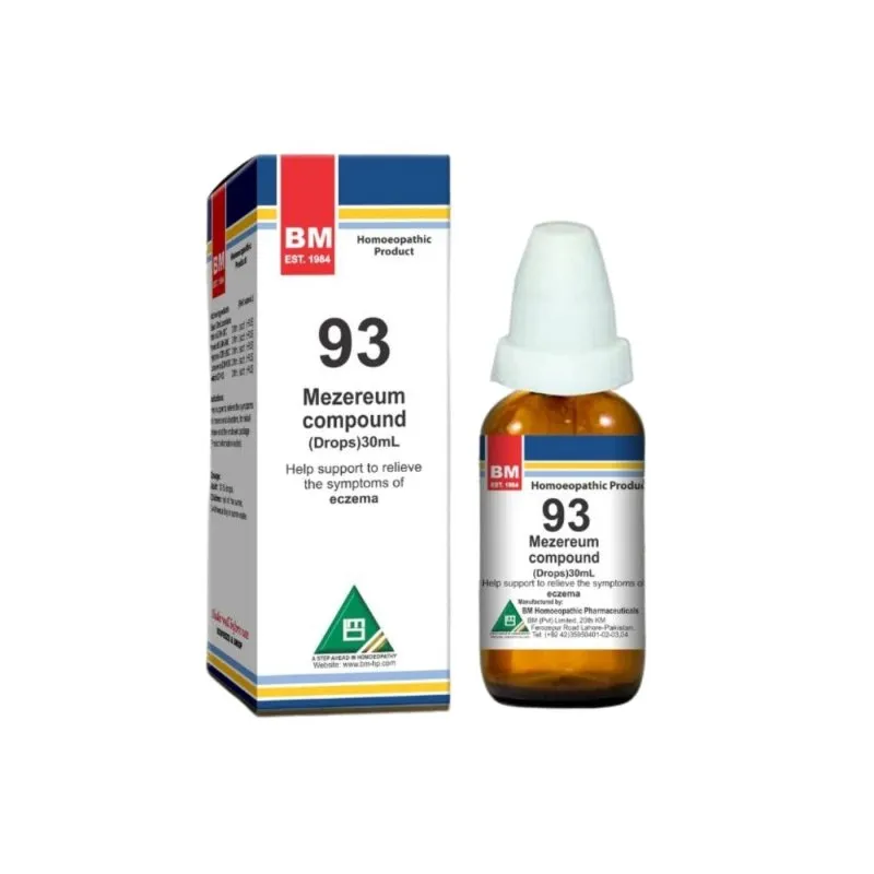BM 93 Drops homeopathic drops on a pure white background