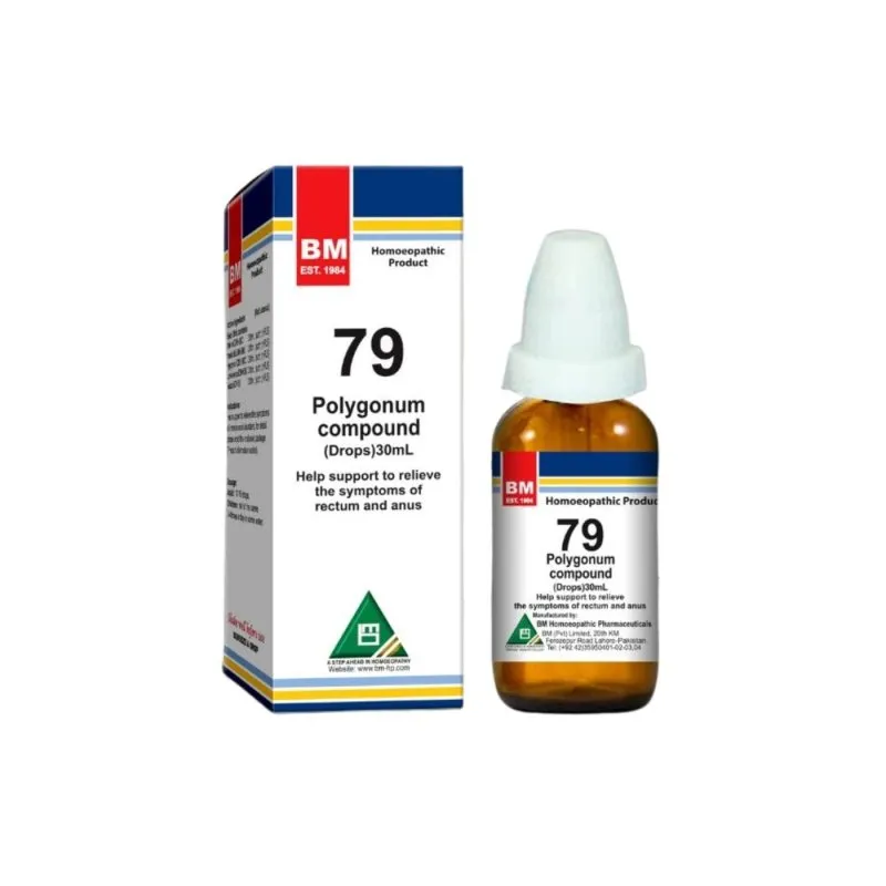 BM 79 Drops homeopathic drops on a pure white background