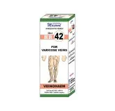 Dr. Masood HR-42 Veinohaem homeopathic drops 20 ml product package on a white background