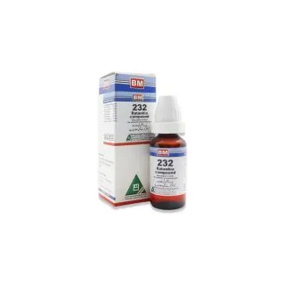 BM 232 Drops homeopathic drops on a pure white background