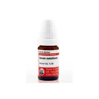 Aurum Metallicum 10ml liquid homeopathic dilution bottle or pack on white background