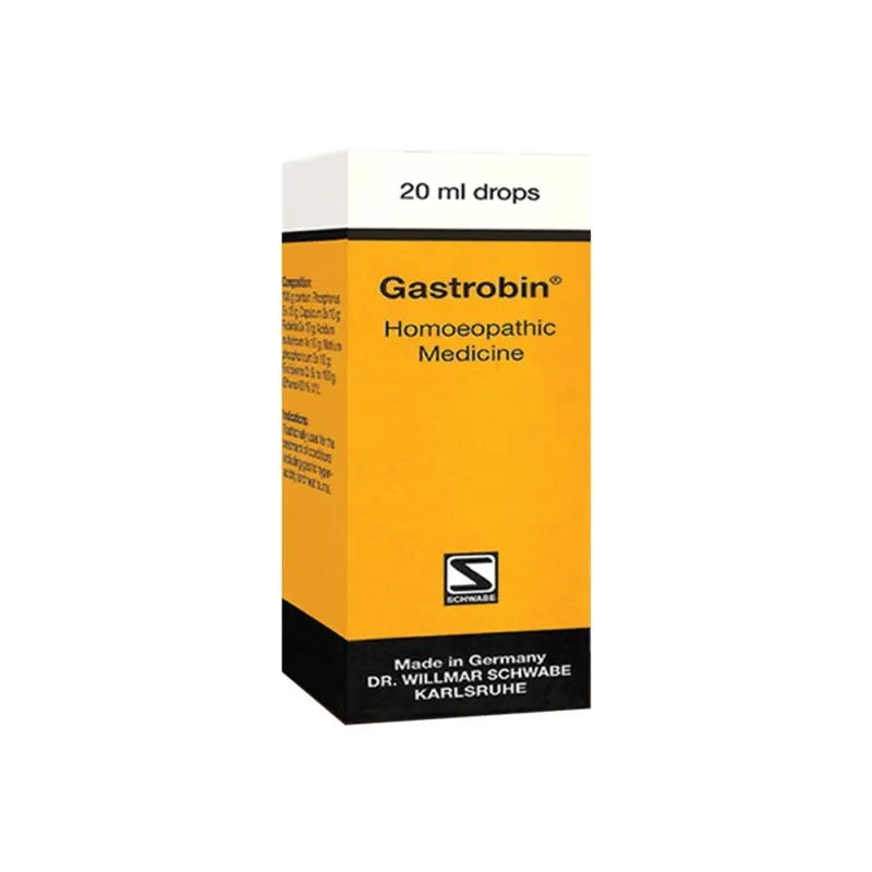 Gastrobin Drops 20ml by Dr. Willmar Schwabe, product packaging on a white background