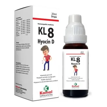 KL 8 (HYOSCIN- D) 20 ml, Kamal Laboratories product pack on a white background