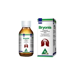 BM Bryonia Cough Syrup homeopathic syrup on a pure white background