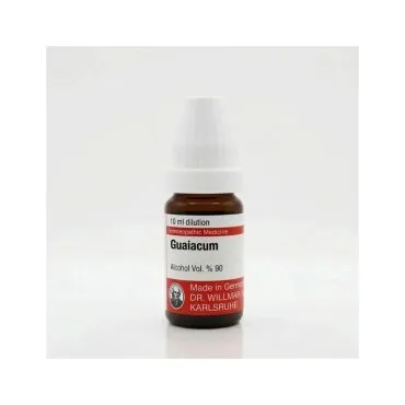 Guaiacum 10ml homeopathic dilutions and mother tincture bottle or pack on white background