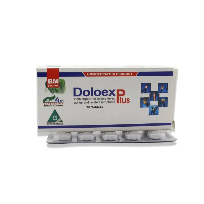 Doloex Plus Tablets homeopathic tablets by BM Homoeopathic Pharmaceuticals on a pure white background