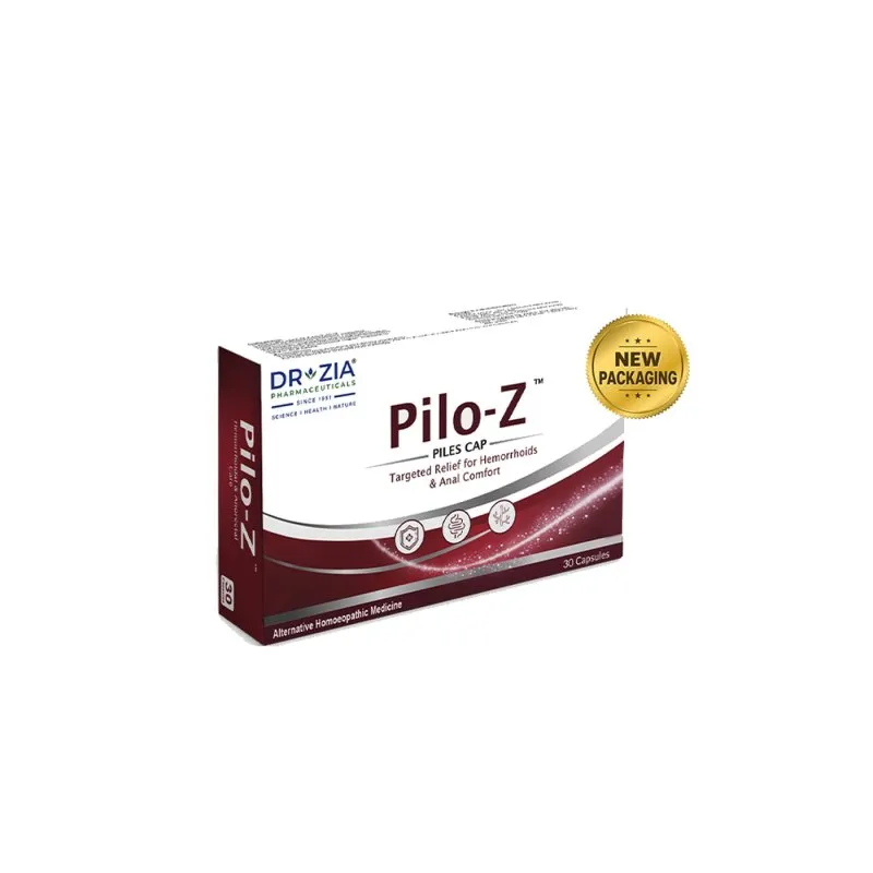 Pilo Z (Pilescap) by Dr Zia Pharma, product pack centered on a white background