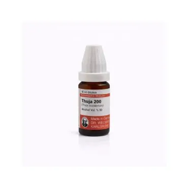 Thuja Occidentalis 10ml homeopathic dilutions and mother tincture bottle or pack on white background