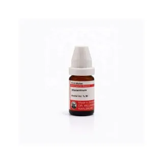 Histaminum 10ml liquid homeopathic dilution bottle or pack on white background