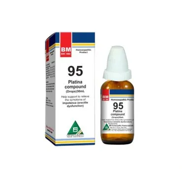 BM 95 Drops homeopathic drops on a pure white background