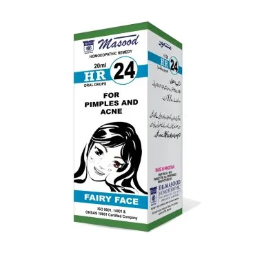 Dr. Masood HR-24 Fairy Face homeopathic drops 20 ml product package on a white background