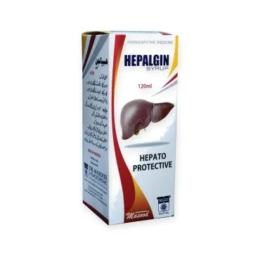Hepalgin Syrup by Dr. Masood, original product packaging on a white background