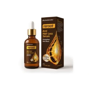 Reroot Anti Hair Loss Serum by Paul Brooks, product pack on a white background