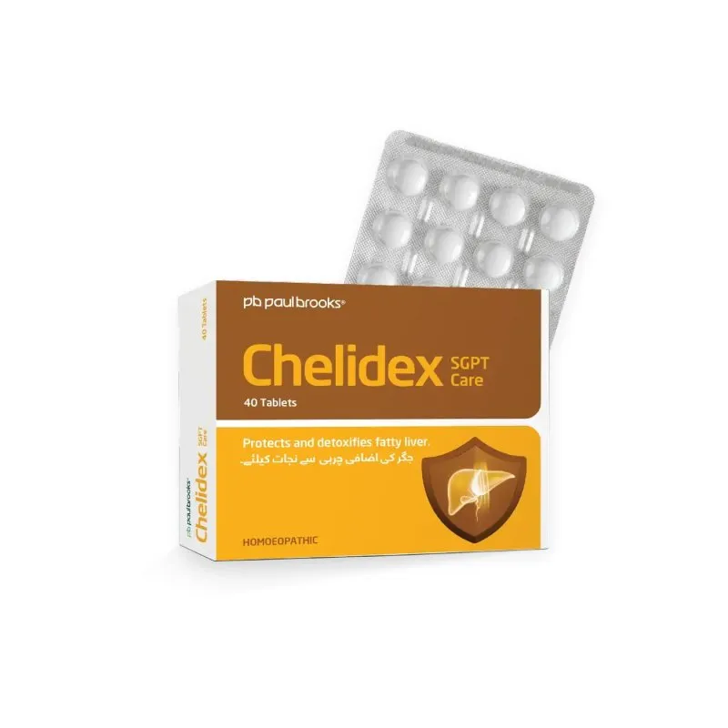 Chelidex SGPT Tablets by Paul Brooks, product pack on a white background
