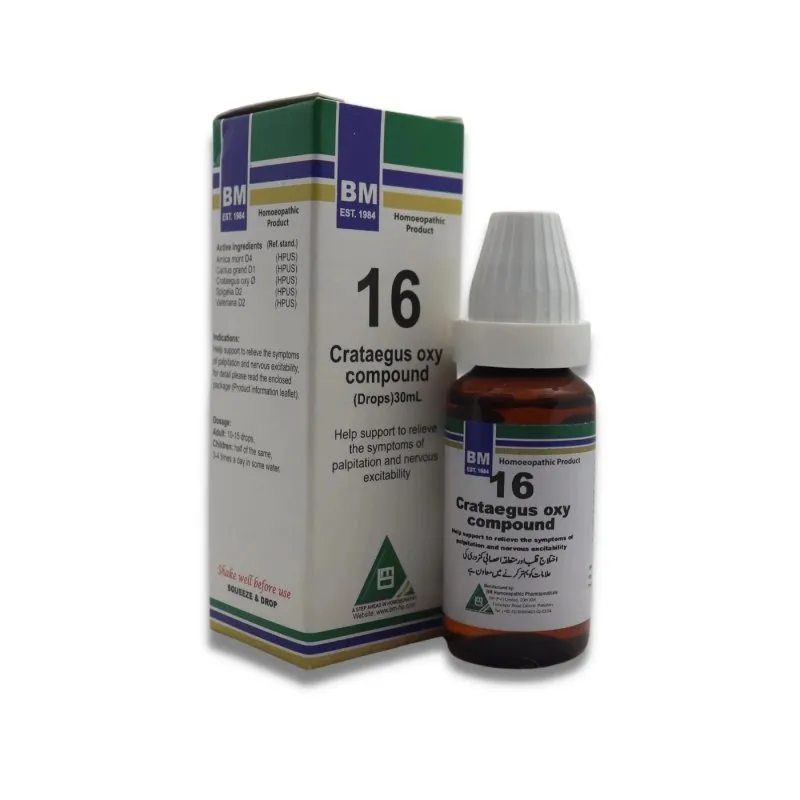 BM 16 Drops homeopathic drops on a pure white background