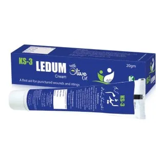 KS 03 LEDUM Cream (With Olive Oil) 20 g, Kamal Laboratories product pack on a white background