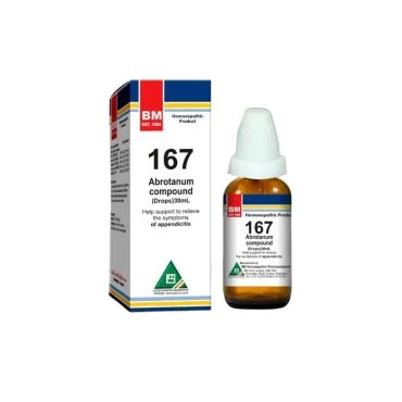 BM 167 Drops homeopathic drops on a pure white background