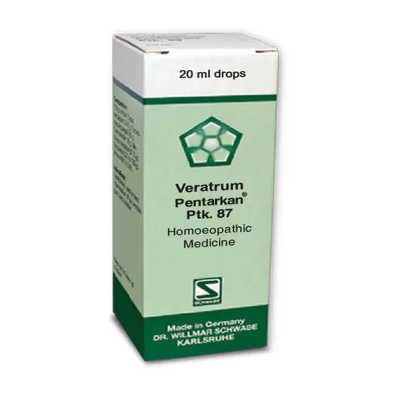 Veratrum Pentarkan Ptk. 87 20ml Drops by Dr. Willmar Schwabe, original homeopathic packshot on white background