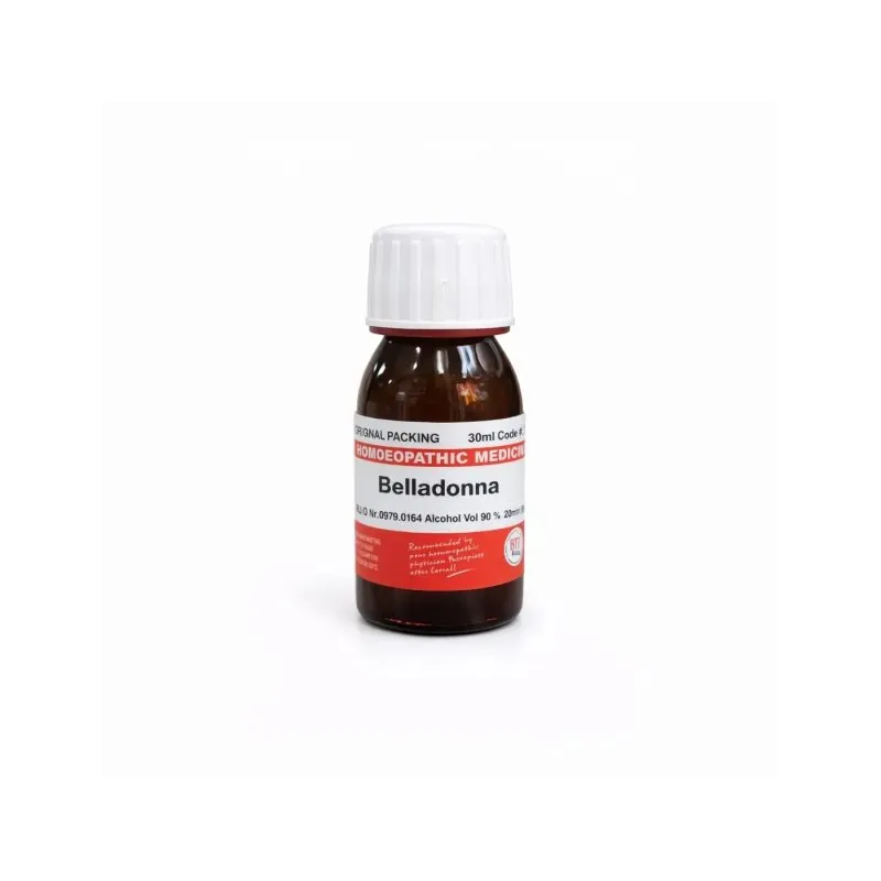 Belladonna homeopathic dilution bottle