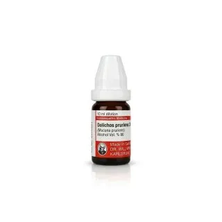 Dolichos Pruriens 10ml homeopathic dilutions and mother tincture bottle or pack on white background