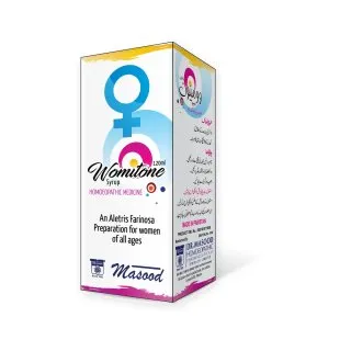 Womitone Syrup by Dr. Masood, original product packaging on a white background
