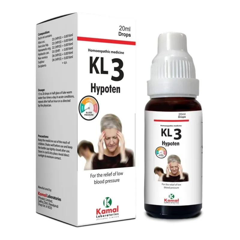 KL 3 ( HYPOTEN) 20 ml, Kamal Laboratories product pack on a white background