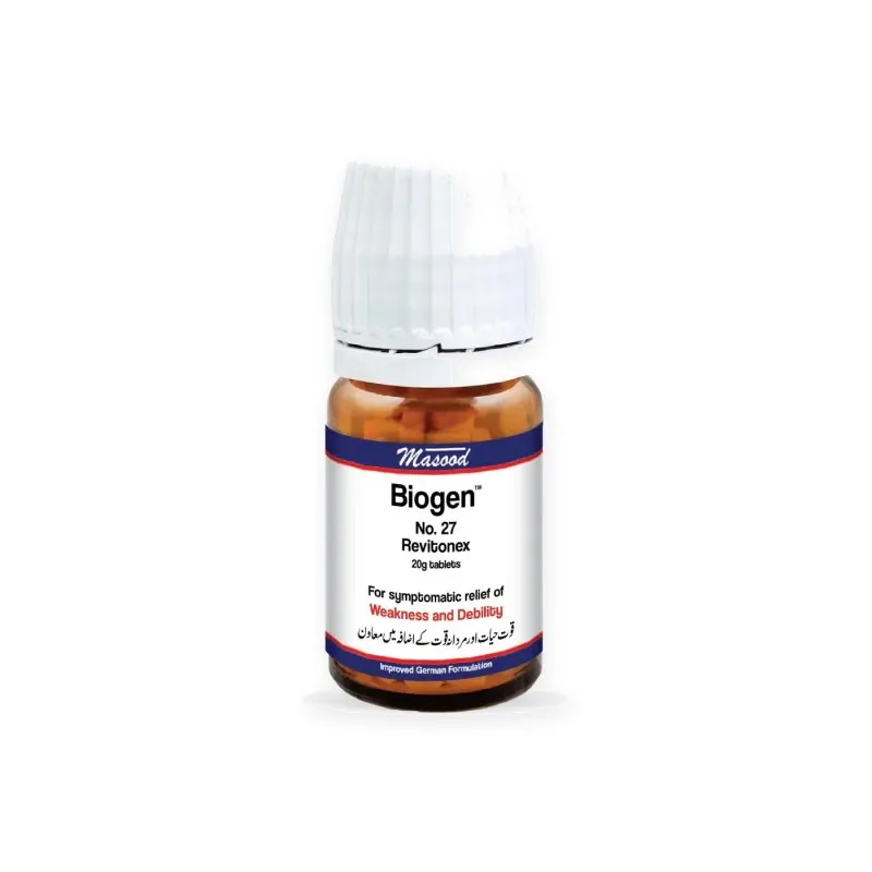 Biogen 27 Revitonex 20 g tablets by Dr. Masood on a white background