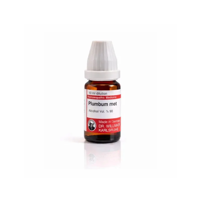Plumbum Met 10ml liquid homeopathic dilution bottle or pack on white background