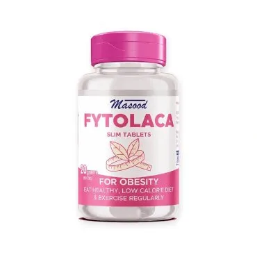 Fytolaca Slim Tablets by Dr. Masood, original product packaging on a white background