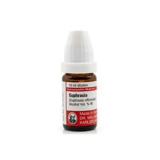 Euphrasia 10ml homeopathic dilutions and mother tincture bottle or pack on white background