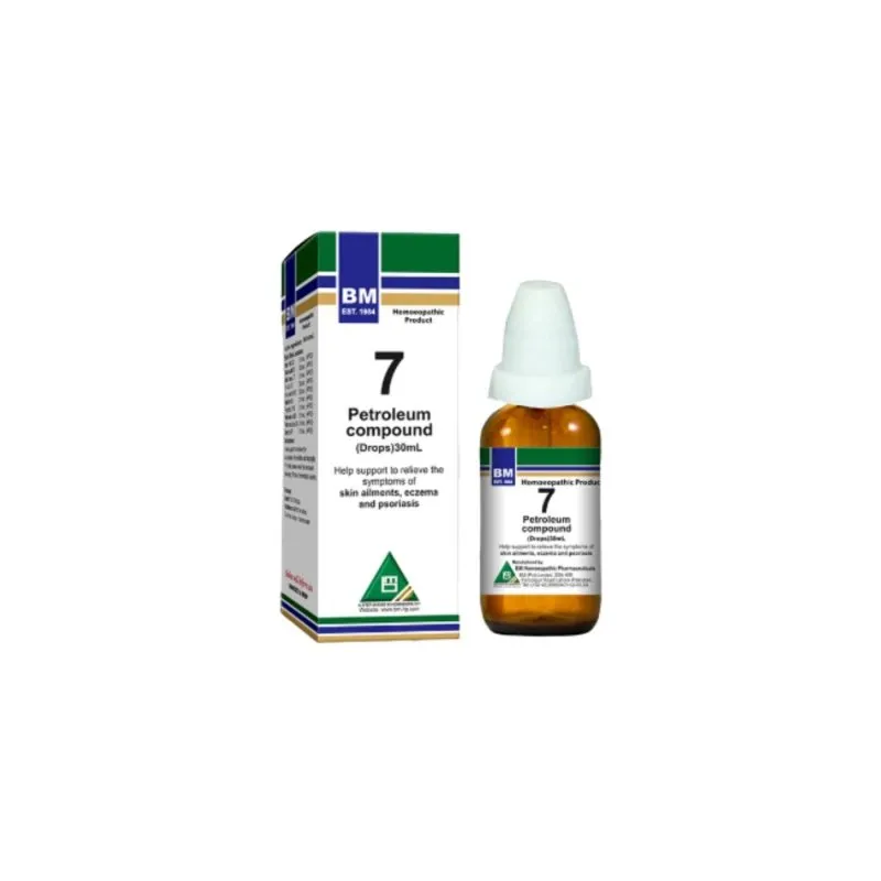 BM 7 Drops homeopathic drops on a pure white background
