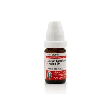 Acidum Benzoicum 10ml liquid homeopathic dilution bottle or pack on white background