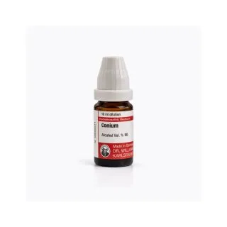 Conium 10ml homeopathic dilutions and mother tincture bottle or pack on white background