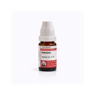 Selenium 10ml liquid homeopathic dilution bottle or pack on white background
