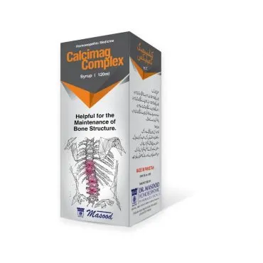 Calcimag Complex Syrup by Dr. Masood, original product packaging on a white background