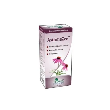 Asthmazee by Dr Zia Pharma, product pack centered on a white background