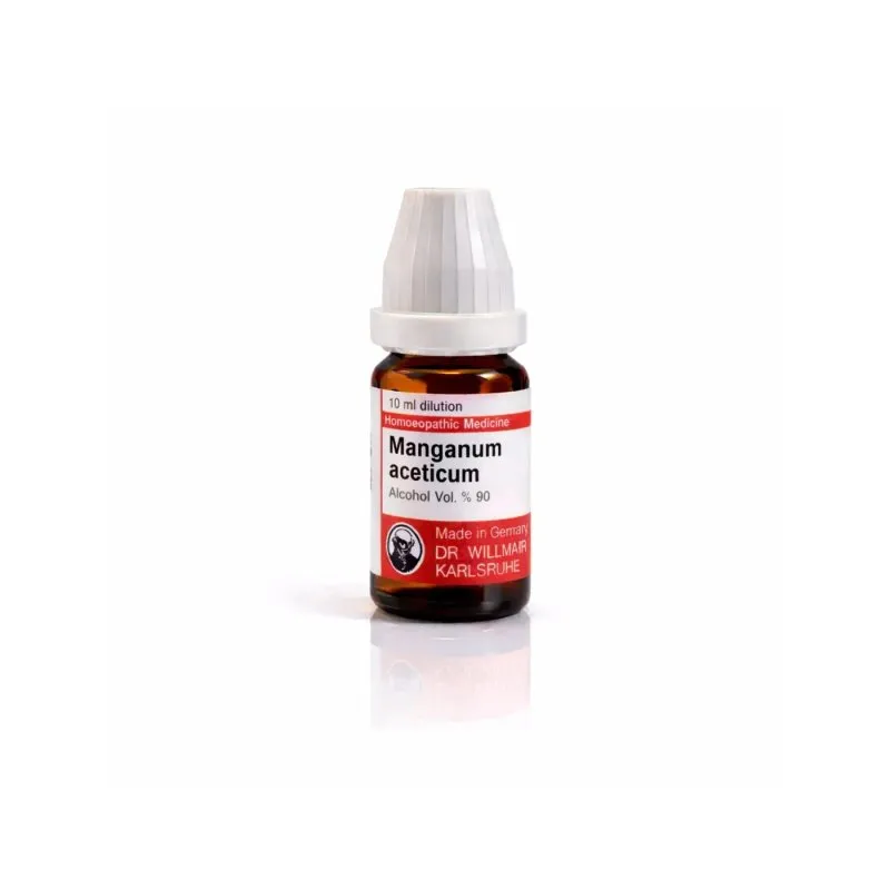 Manganum Aceticum 10ml liquid homeopathic dilution bottle or pack on white background