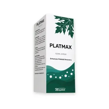 Platmax Syrup 120 ml by Dr. Masood, original product carton on a white background