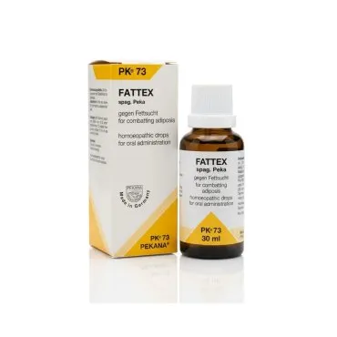 Pekana PK 73 FATTEX Drops, 30 ml homeopathic drops, original product packaging