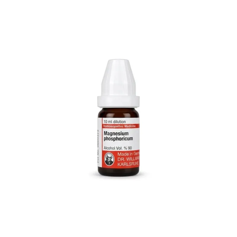 Magnesium Phosphoricum 10ml liquid homeopathic dilution bottle or pack on white background