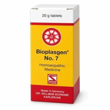 Bioplasgen No. 7 20g homeopathic combination tablets by Dr. Willmar Schwabe on a pure white studio background