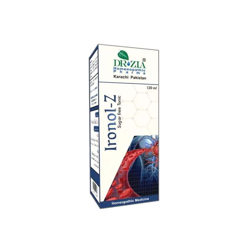 Ironol-Z by Dr Zia Pharma, product pack centered on a white background